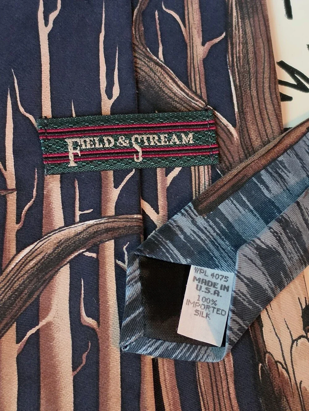 Vintage Field & Stream Silk Tie Wood Duck Hunting Novelty Outdoorsman